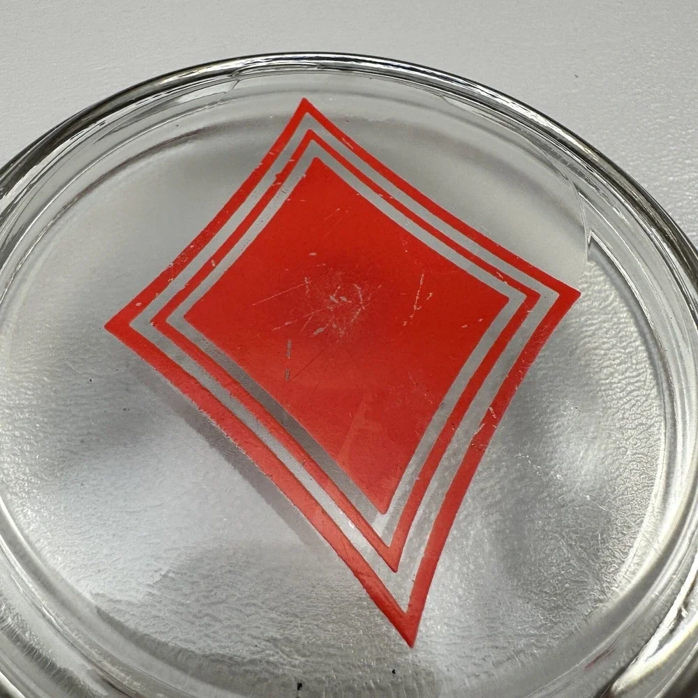 Set/4 Federal Glass Coasters Playing Card Suits 1950's MCM Poker Ash Tray Vtg